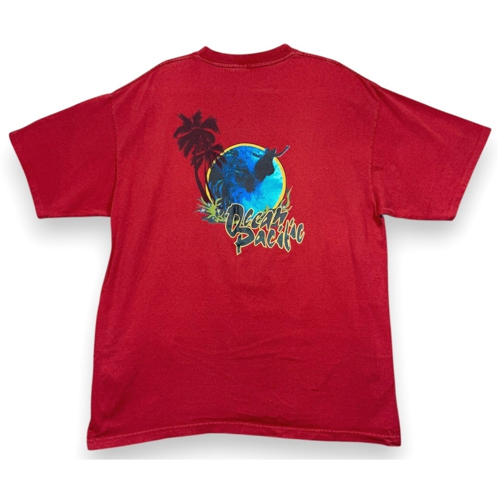 Vintage 90s Ocean Pacific T Shirt Mens XL Red Surf Single Stitch Made in USA